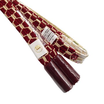 渡敬 帯締め 貝ノ口亀甲段ぼかし 濃紅から松葉色と白と砂色に金糸 ＜即日発送可＞の画像