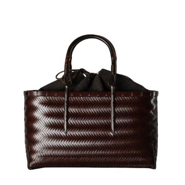 高江雅人(竹工房オンセ) 竹細工バッグ 「網代 2L低×竹手 艶あり」 茶の画像