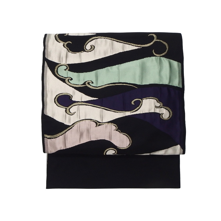 洛風林 「眠れる豹」 九寸名古屋帯 黒＜お仕立て代込＞の画像