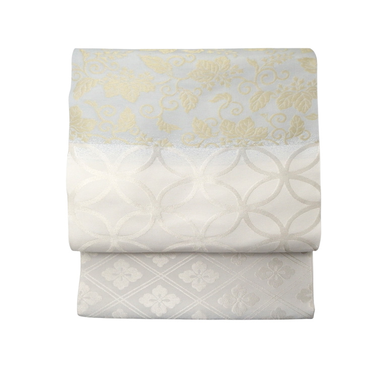 洛風林 「名物裂集」九寸名古屋帯 灰・銀鼠＜お仕立て代込＞の画像