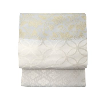 洛風林 「名物裂集」九寸名古屋帯 灰・銀鼠＜お仕立て代込＞の画像