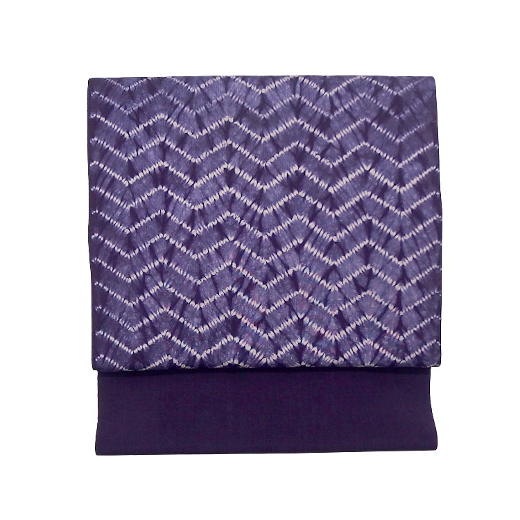 みちのく白鷹の里工房 「漢方染（紫紺染絞り）」千成堂別注 九寸名古屋帯 染め帯 紫＜お仕立て代込＞の画像