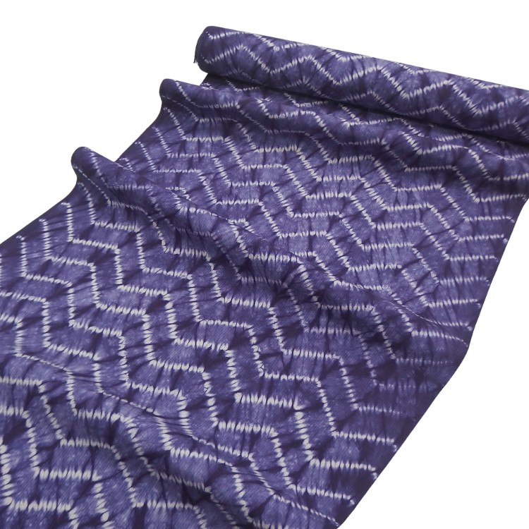 みちのく白鷹の里工房 「漢方染（紫紺染絞り）」千成堂別注 九寸名古屋帯 染め帯 紫＜お仕立て代込＞の画像