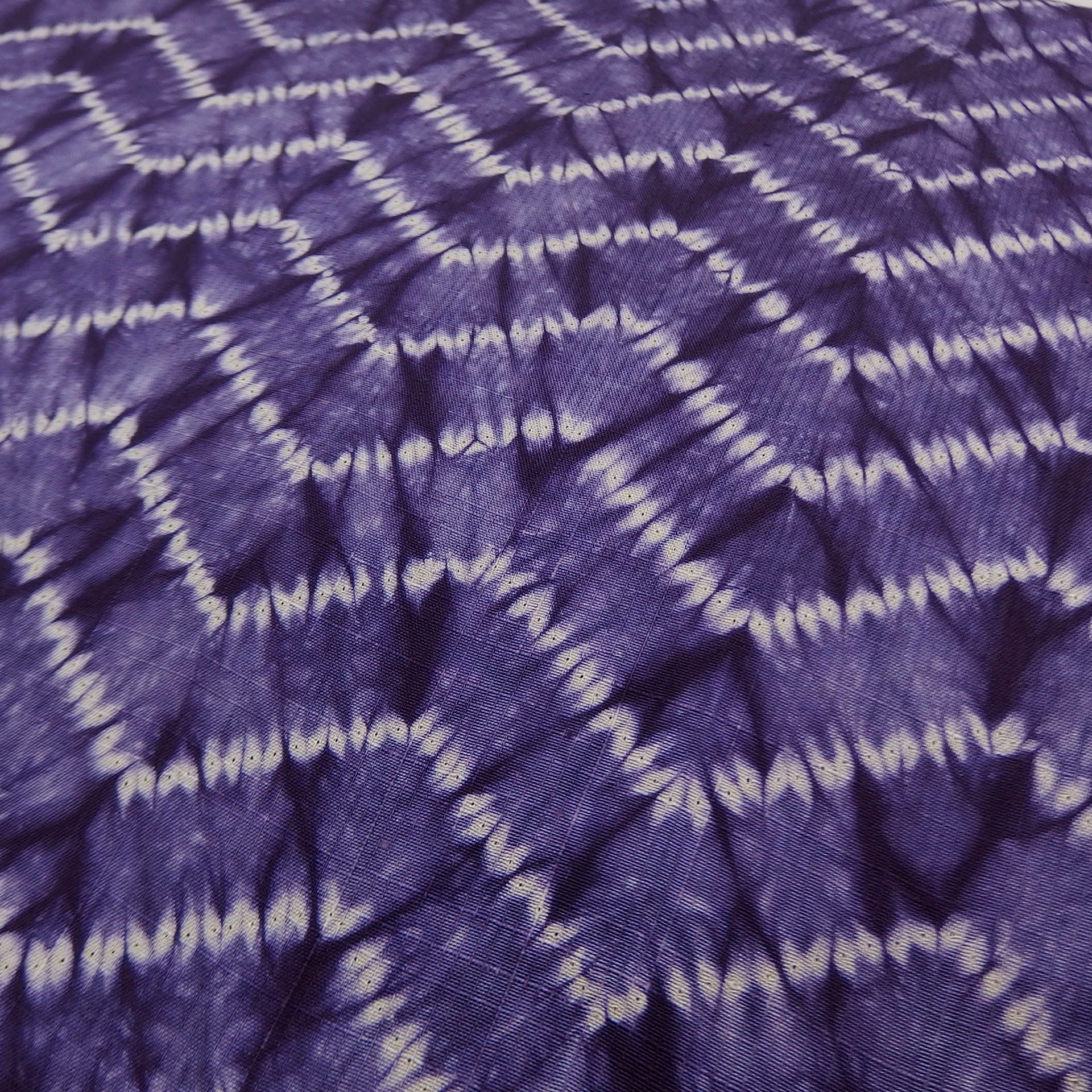 みちのく白鷹の里工房 「漢方染（紫紺染絞り）」千成堂別注 九寸名古屋帯 染め帯 紫＜お仕立て代込＞の画像