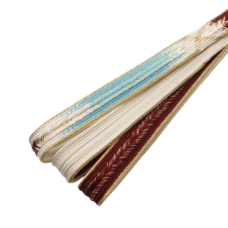 和小物さくら 帯締め 二枚高麗羽衣経巻 赤銅色と水色と白に金糸 ＜即日発送可＞の画像