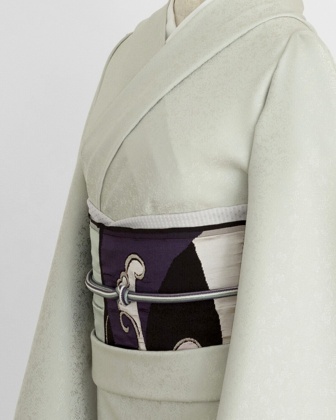 渡敬 帯揚げ 行儀角通し ドット 白鼠＜即日発送可＞の画像