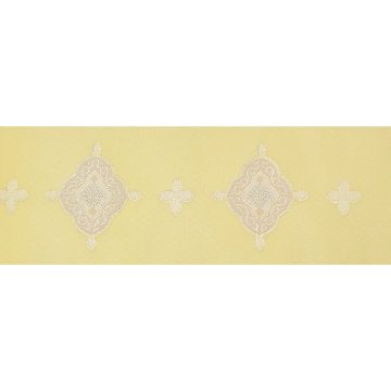 洛風林 「マルグレーテ華文」九寸名古屋帯 夏帯〜単衣帯 灰淡黄＜お仕立て代込＞の画像