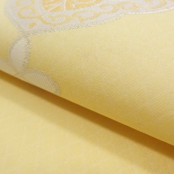 洛風林 「マルグレーテ華文」九寸名古屋帯 夏帯〜単衣帯 灰淡黄＜お仕立て代込＞の画像