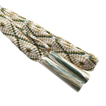 千成堂着物店 帯締め 「手組唐組・切房 別注」 草色・胡粉色に砂色・金糸＜即日発送可＞の画像