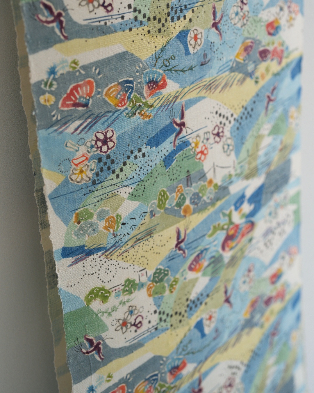 高山和子「空と、海と、」第99回国展出品作品 九寸名古屋帯 白緑色＜お仕立て代込＞の画像