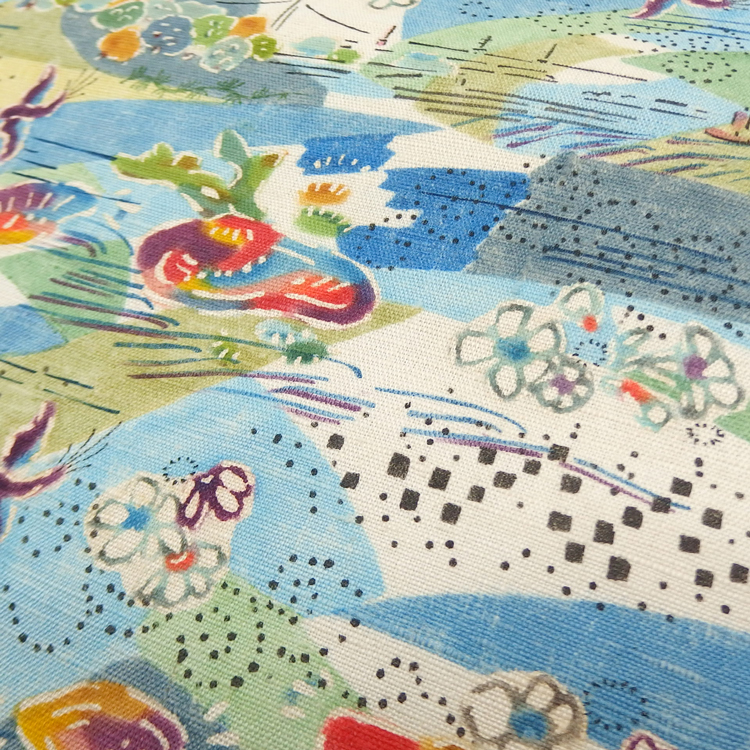 高山和子「空と、海と、」第99回国展出品作品 九寸名古屋帯 白緑色＜お仕立て代込＞の画像