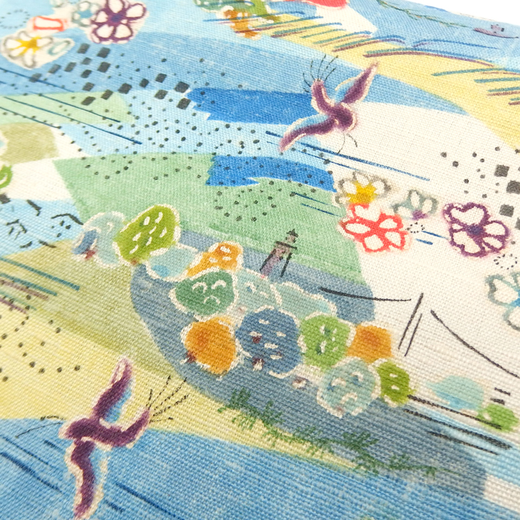 高山和子「空と、海と、」第99回国展出品作品 九寸名古屋帯 白緑色＜お仕立て代込＞の画像