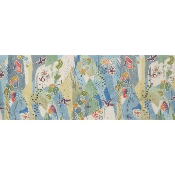 高山和子「空と、海と、」第99回国展出品作品 九寸名古屋帯 白緑色＜お仕立て代込＞の画像