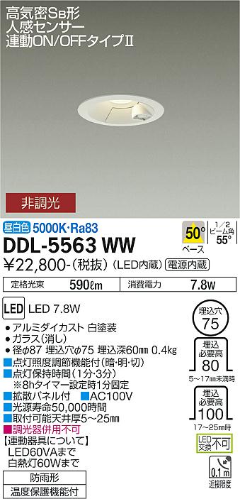 安心のメーカー保証【インボイス対応店】【送料無料】DDL-5563WW ダイコー 屋外灯 ダウンライト LED の画像