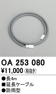 安心のメーカー保証【インボイス対応店】【送料無料】OA253080 オーデリック 屋外灯 オプション 延長ケーブル  Ｔ区分の画像