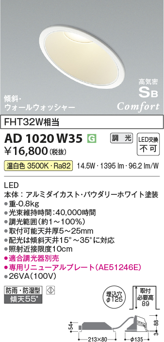 安心のメーカー保証【インボイス対応店】【送料無料】AD1020W35 コイズミ ポーチライト 軒下使用可 LED  Ｔ区分の画像