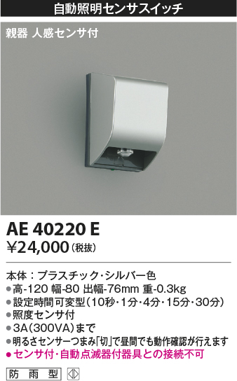 安心のメーカー保証【インボイス対応店】【送料無料】AE40220E コイズミ オプション  Ｔ区分の画像