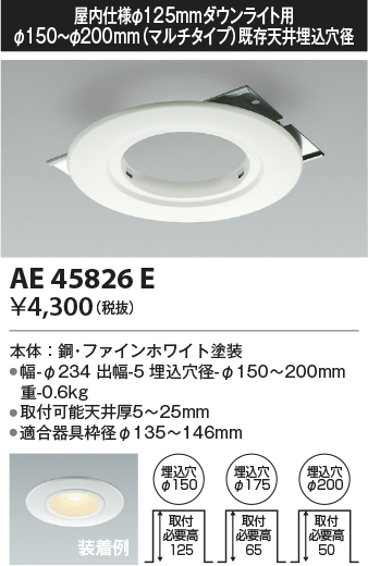 安心のメーカー保証【インボイス対応店】【送料無料】AE45826E コイズミ ダウンライト オプション  Ｔ区分の画像