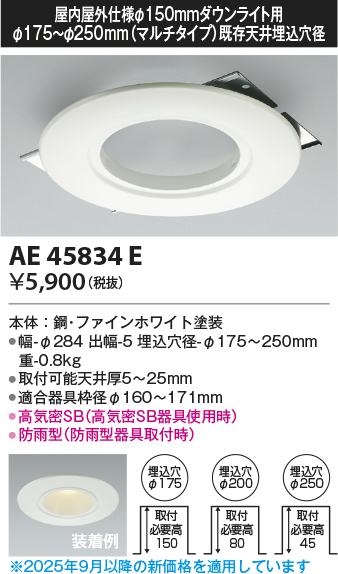 安心のメーカー保証【インボイス対応店】【送料無料】AE45834E コイズミ ダウンライト オプション  Ｔ区分の画像