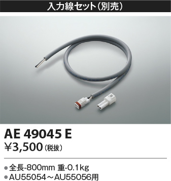 安心のメーカー保証【インボイス対応店】【送料無料】AE49045E コイズミ 屋外灯 その他屋外灯 入力線セット  Ｔ区分の画像