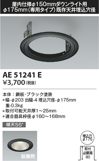 安心のメーカー保証【インボイス対応店】【送料無料】AE51241E コイズミ ダウンライト リニューアルプレート  Ｔ区分の画像