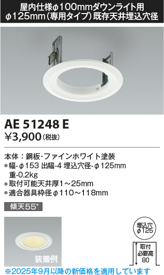 安心のメーカー保証【インボイス対応店】【送料無料】AE51248E コイズミ ダウンライト リニューアルプレート  Ｔ区分の画像