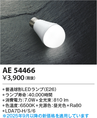 期間限定特価 安心のメーカー保証【インボイス対応店】【送料無料】AE54466 （LDA7D-H/S/6） コイズミ ランプ類 LED電球 LED  Ｈ区分の画像