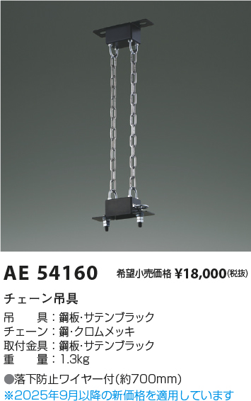 安心のメーカー保証【インボイス対応店】【送料無料】AE54160 コイズミ ベースライト オプション チェーン吊具  Ｔ区分の画像
