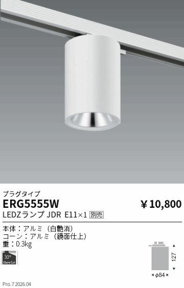 安心のメーカー保証【インボイス対応店】【送料無料】ERG5555W 遠藤照明 シーリングライト 配線ダクト用 LED ランプ別売 Ｎ区分 Ｎ発送の画像
