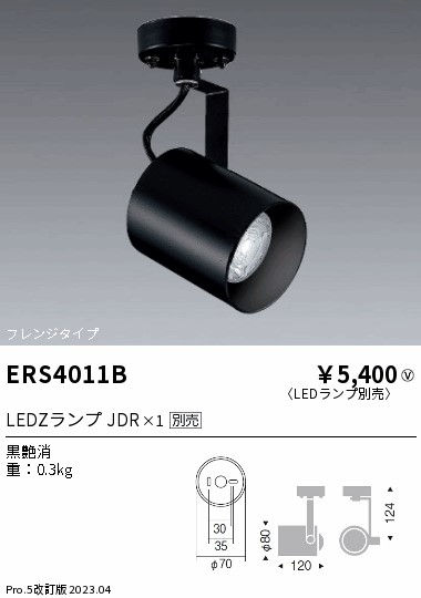安心のメーカー保証【インボイス対応店】【送料無料】ERS4011B 遠藤照明 スポットライト LED ランプ別売 Ｎ区分 Ｎ発送の画像