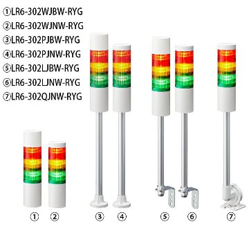 安心のメーカー保証【インボイス対応店】【送料無料】LR6-302LJBW-RYG パトライト LED積層信号灯 シグナルタワーφ60　ポール取付ブザー付の画像