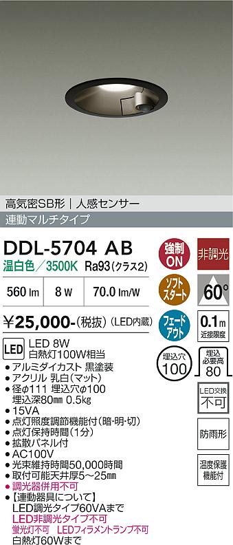 安心のメーカー保証【インボイス対応店】【送料無料】DDL5704AB ダイコー 屋外灯 ダウンライト LED 大光電機の画像