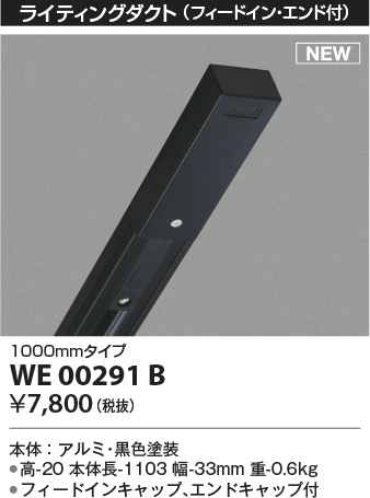 安心のメーカー保証【インボイス対応店】【送料無料】WE00291B コイズミ 配線ダクトレール 1mタイプ  Ｔ区分の画像