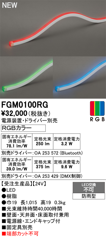 安心のメーカー保証【インボイス対応店】【送料無料】FGM0100RG （専用電源・ドライバー別売） オーデリック 屋外灯 間接照明 LED  受注生産品  Ｔ区分の画像