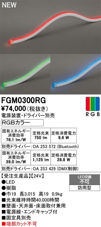 安心のメーカー保証【インボイス対応店】【送料無料】FGM0300RG （専用電源・ドライバー別売） オーデリック 屋外灯 間接照明 LED  受注生産品  Ｔ区分の画像
