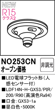 安心のメーカー保証【インボイス対応店】【送料無料】NO253CN （LDF14N-H-GX53PIR/R90） オーデリック ランプ類 LED電球 LED  Ｔ区分の画像