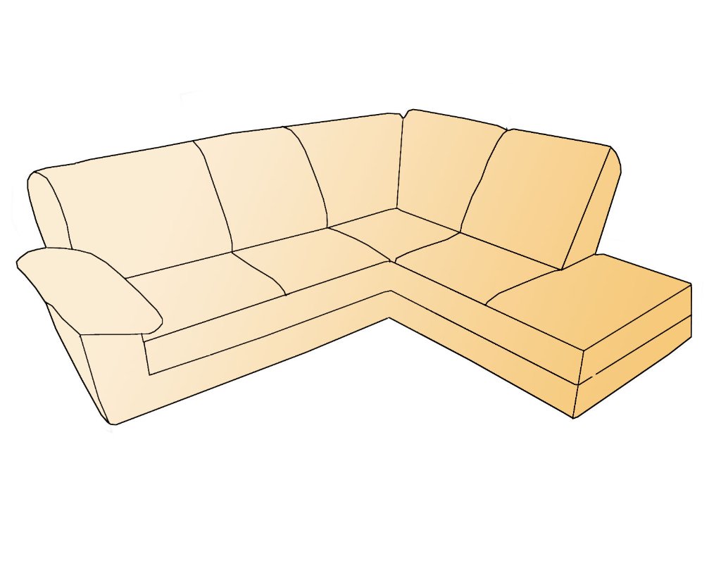 別注 ソファーカバー オーダー Ｌ字型 曲線 座って右側 肘付き の画像