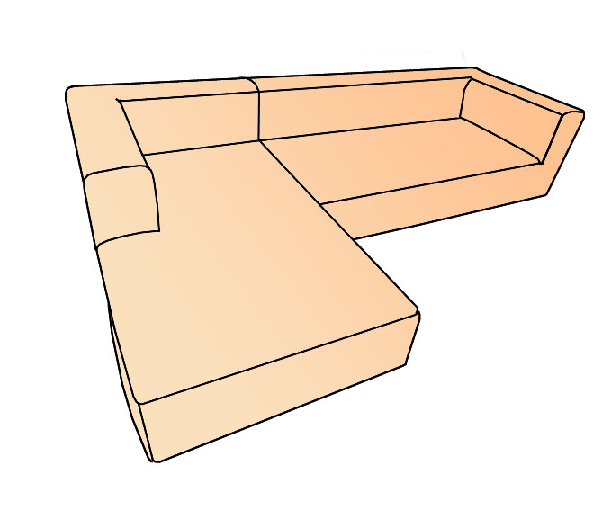 別注ソファーカバー オーダーメイド L字型 背もたれ肘掛け一体型 座って右側カウチタイプの画像