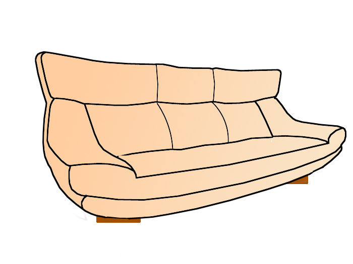 別注 ソファーカバー オーダーメイド 肘無しタイプ  特殊 曲線 ハイバックの画像