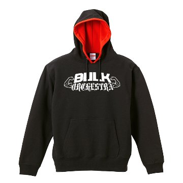 【初代ロゴ】BULK ORCHESTRA パーカー/ BLACK（フード内側RED）画像