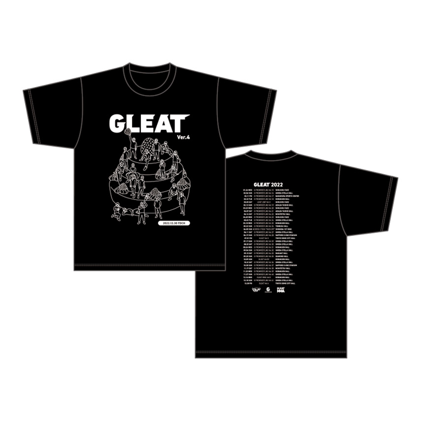 ＼選手イラスト／GLEAT Ver.4 大会記念Tシャツ/黒(白プリント)画像