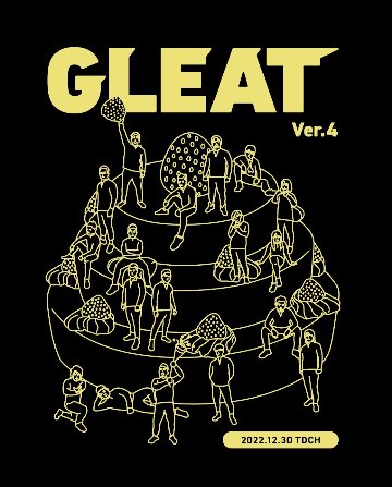 ＼選手イラスト／GLEAT Ver.4 大会記念Tシャツ/黒(黄プリント)画像