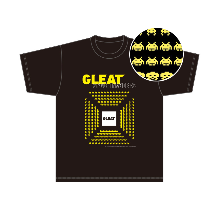 【41】【コラボ】GLEAT×SPACE INVADERS Tシャツ① / 黒・イエローの画像