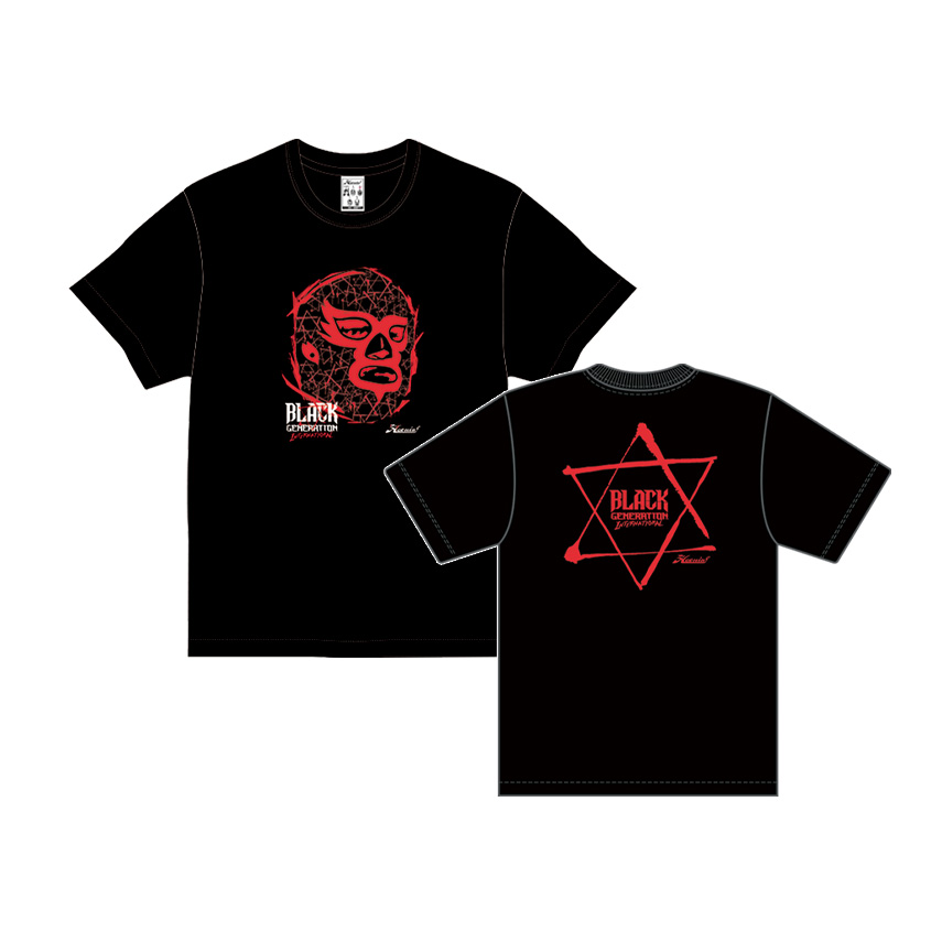 【59】コラボ B.G.I.×HAOMING 赤マスクTシャツ/BLACKの画像