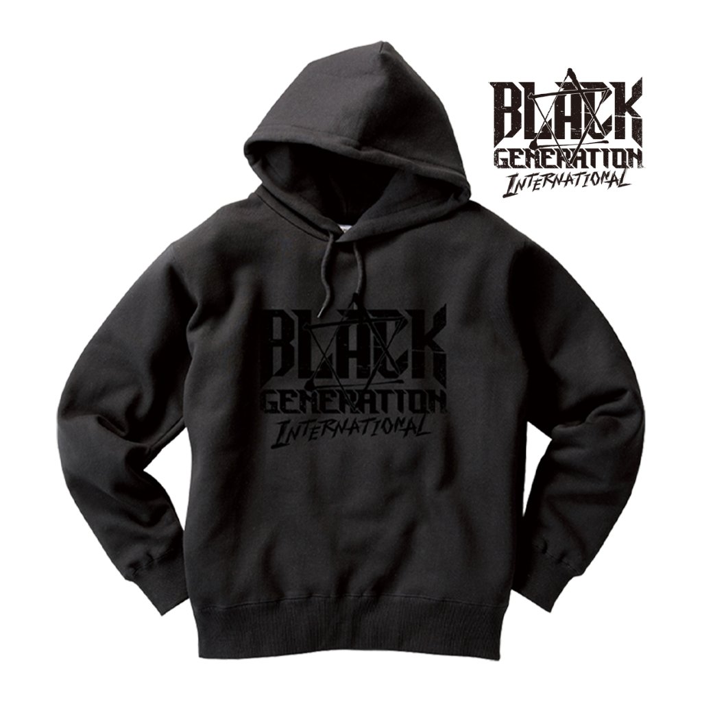 < Paint it black > B.G.I. black LOGO ポケットレスパーカー / 黒の画像