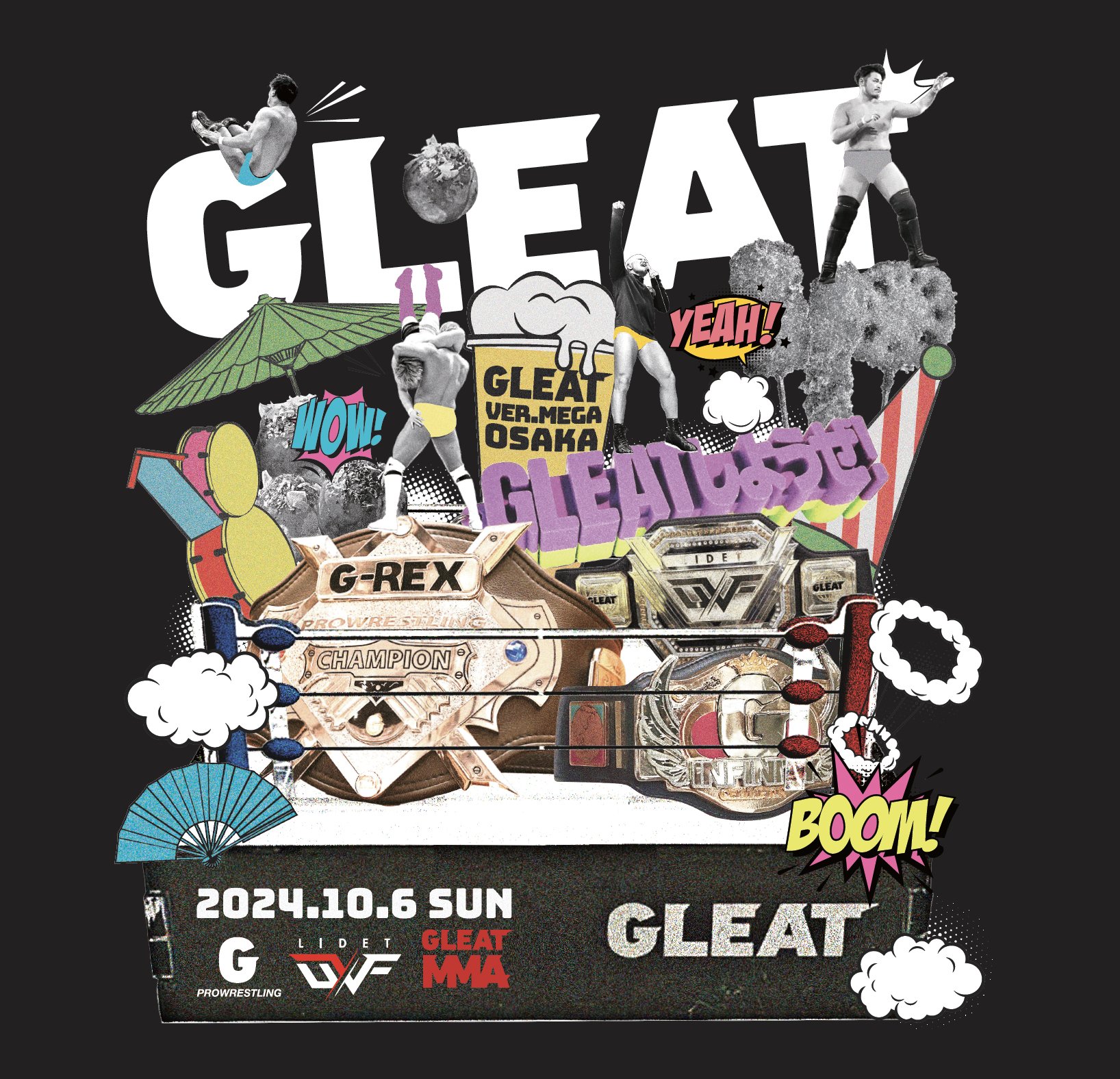 GLEAT VER.MEGA OSAKA 大会記念Tシャツ/黒の画像