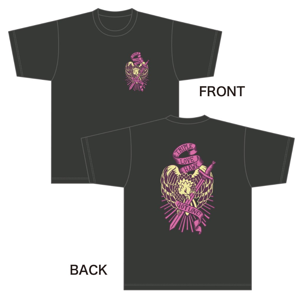 【27】TRIPLE LOVE HAWK Tシャツ/墨黒の画像