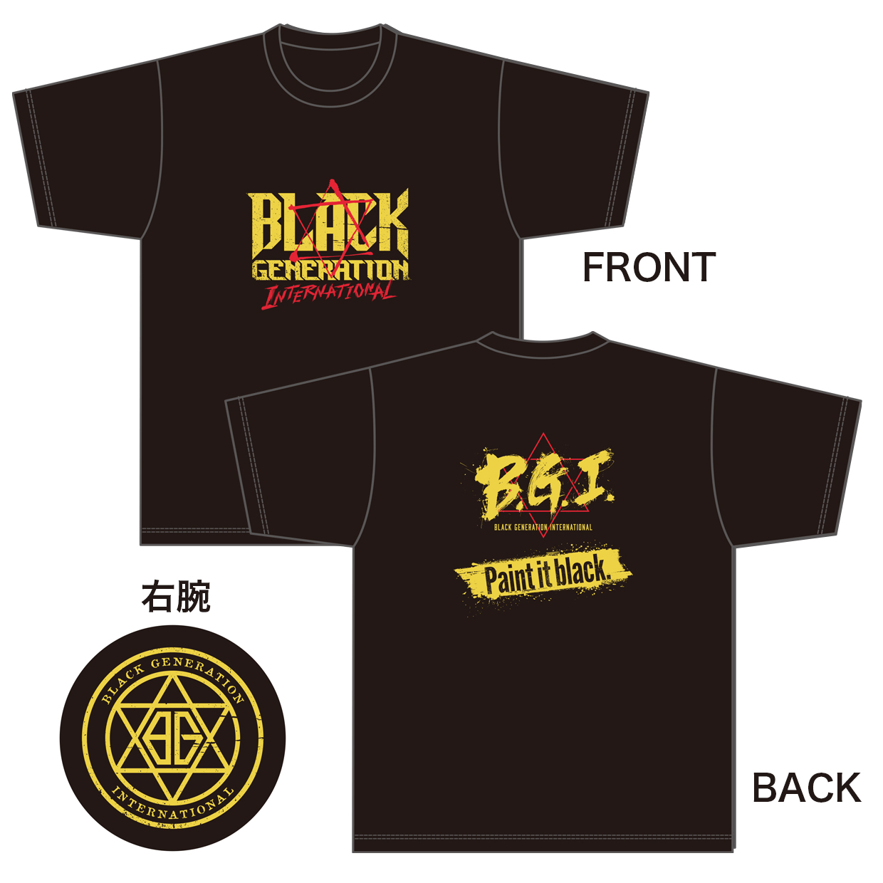 B.G.I. LOGO Tシャツ/黒【ゴールドプリント】の画像
