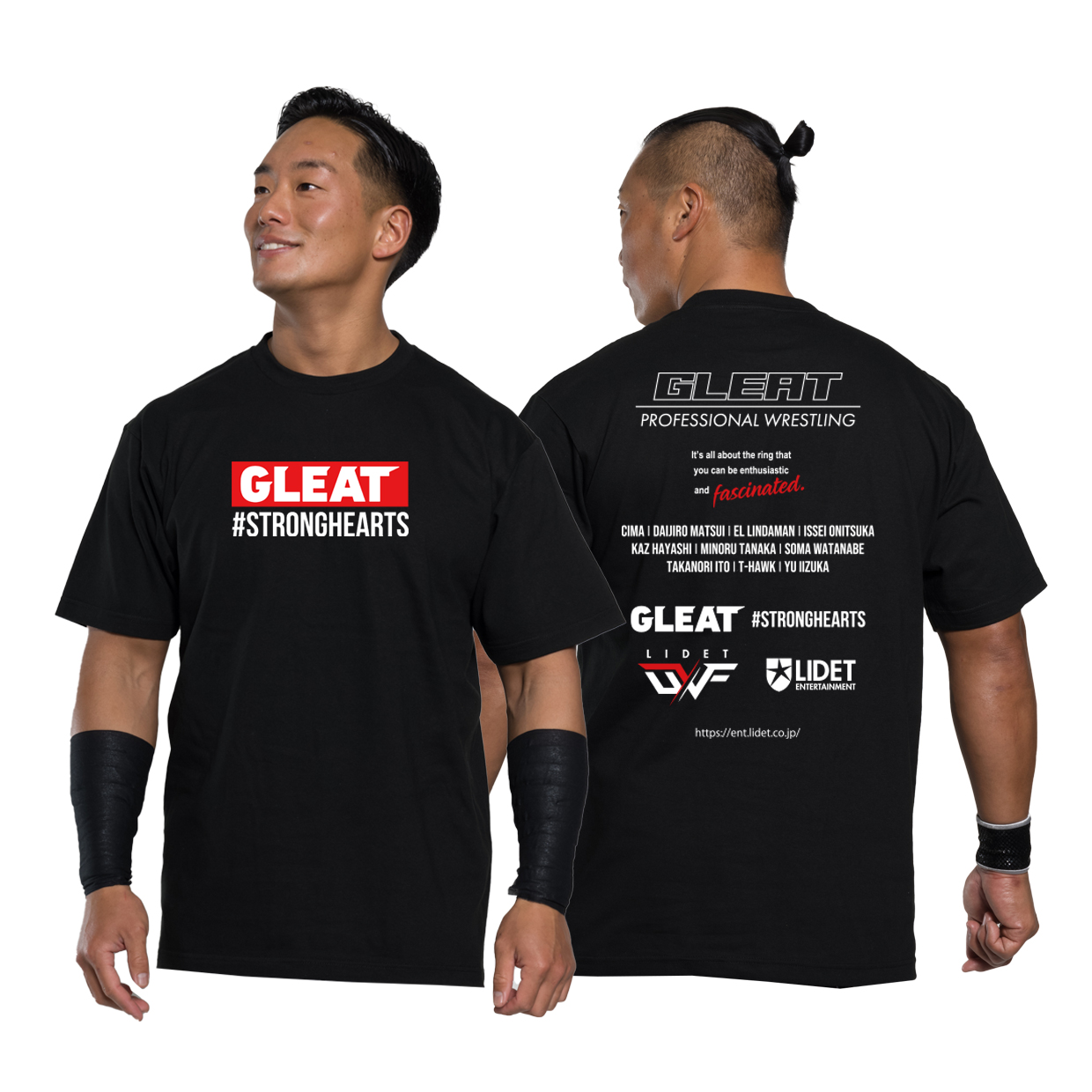 GLEAT×#STRONGHEARTS Tシャツ BOXロゴ / BLACK画像