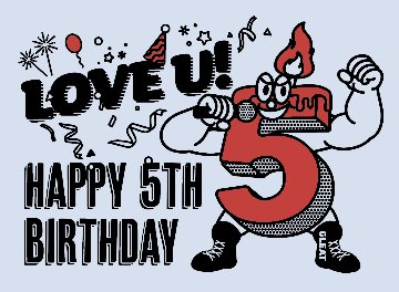 【S6】〈HAPPY 5TH BIRTHDAY〉LOVE U! フラットトートバッグ / スカイブルーの画像